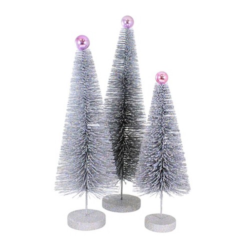 Cody Foster 18.0 Inch Silver Glitter Trees 3 Pc Set Christmas Village ...