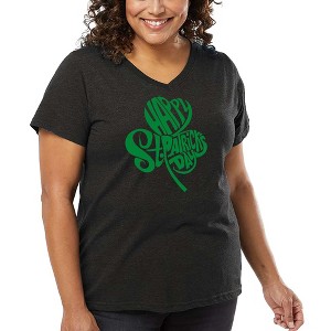 LA Pop Art Women's Word Art V-Neck - St. Patrick's Day Shamrock - 1 of 4