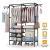 66'' Clothing Rack Clothes Rack, Multifunctional Garment Rack, 4 Tiers Portable Closet Rack w/ 4 Hooks & 2 Hanging Rods, Coated Metal Closet - 2 of 4