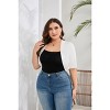 Coolmee Plus Size Shrugs for Women Cropped Cardigan Knit Short Sleeve Sweaters Open Front Bolero - 4 of 4