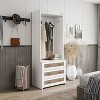 CAVINAS Wardrobe Closet,Armoire with 3 Drawers,Rattan-Top Horizontal Rod,Anti-Tip Device,Protective Foot Pads,Wardrobe Cabinet for Living Room,Bedroom - 2 of 4
