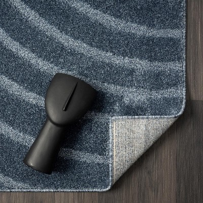 Blue Geometric Wave 9' x 12' Synthetic Area Rug