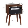 GustoWave Nightstand with Charging Station and Drawers, Three-Tier Wood Nightstand, 14.6" D x 16.5" W x 25.6" H，Walnut+Black - 2 of 4