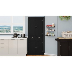 APRILSOUL 71" Kitchen Pantry Storage Cabinet , with 4 Doors, Drawer, 2 Adjustable Shelves, Freestanding for Dining/Living Room - 1 of 4