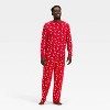 Men's Santa Print Ribbed Long Sleeve Holiday Matching Family Pajama Shirt - Wondershop™ Red - 3 of 4