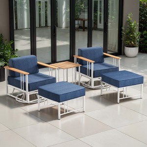 Belord Luxury Patio Swivel Chairs with 6" Extra Thick Cushions, Small Patio Furniture Set with Swivel Glider Outdoor Chairs for Porch, Balcony - 1 of 4