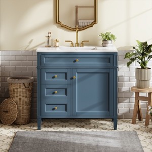 LOVSON 36" Modern Bathroom Vanity with Countertop Sink, Bathroom Storage Cabinet with 2 Drawers and 1 Flip-Flop Drawer, Single Basin Bathroom Vanity - 1 of 4