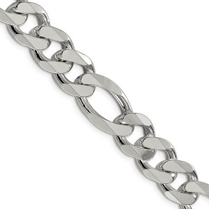 Black Bow Jewelry Men's 13.5mm, Sterling Silver, Solid Figaro Chain Necklace - 1 of 4