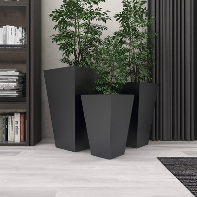Elegant Black Iron Square Planters for Indoor/Outdoor - Set of 3