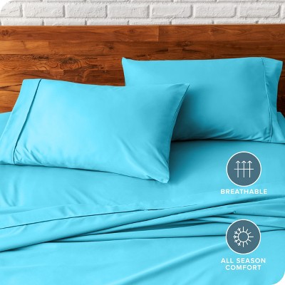 Aqua Standard Size Hypoallergenic Cotton Polyester Pillowcase Set