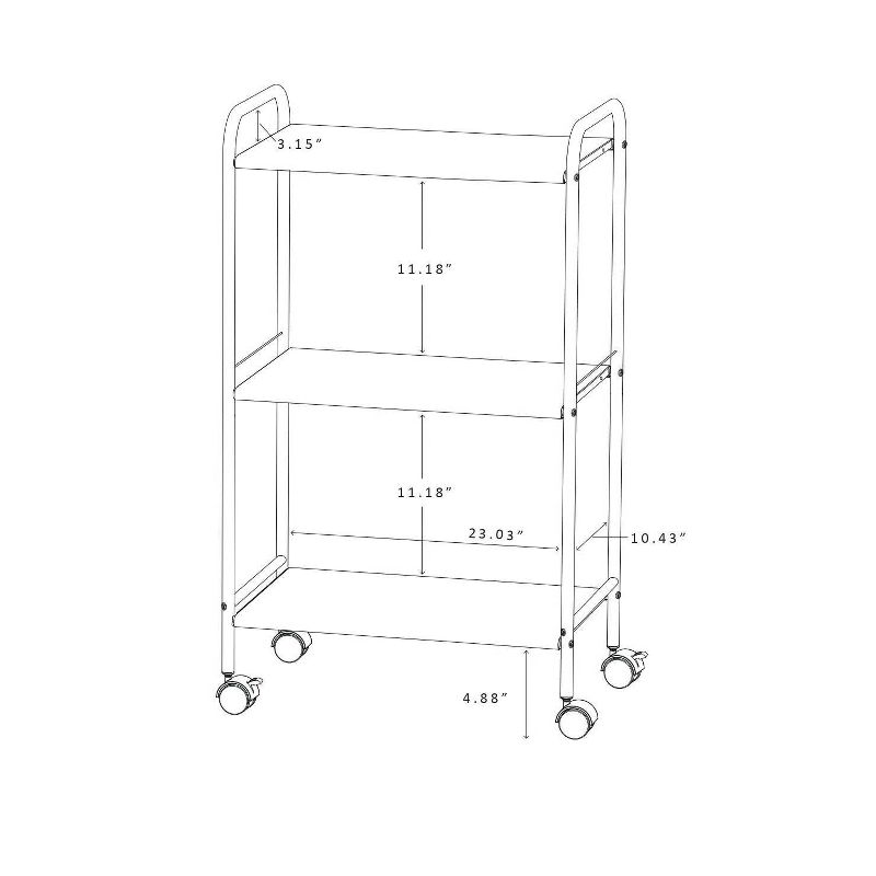 3 Shelf Wide Utility Storage Cart Gray - Room Essentials&#8482;: Steel Rolling Organizer with Wheels, Multipurpose, 6 of 11