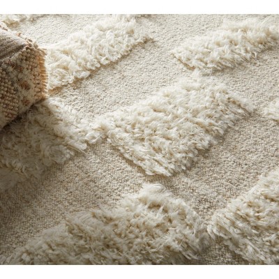 Handmade Ivory Geometric Wool Rectangular Area Rug 3'6" x 5'6"