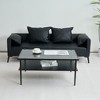 38.58" Tempered Glass Rectangle Coffee Table with White Metal Legs and MDF Lower Panel for Living Room - 3 of 4