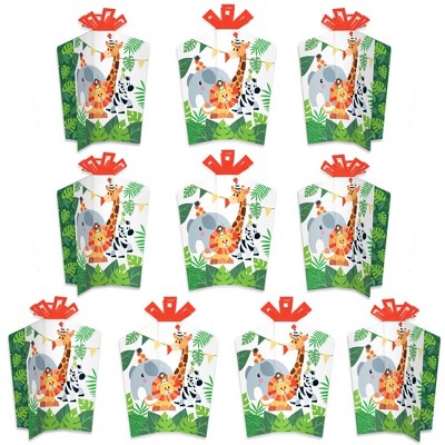 Big Dot of Happiness Jungle Party Animals - Table Decorations - Safari Zoo Animal Birthday Party or Baby Shower Fold and Flare Centerpieces - 10 Count