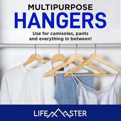 Natural Maple Wooden Suit Hangers with 360° Swivel Hooks - Pack of 30
