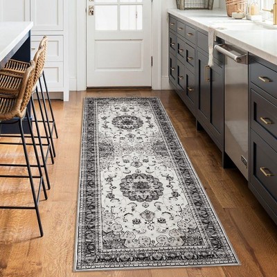 Garvee 2x6ft Traditional Oriental Medallion Floral Design Area Rug-Washable Vintage Runner Rug