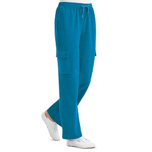 Collections Etc French Terry Knit Double Cargo Pocket Drawstring Pants - 1 of 4