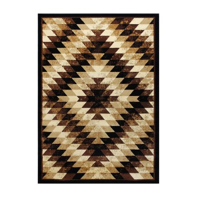 Emma and Oliver Distressed Southwestern Diamond Motif Plush Pile Olefin Accent Rug - Jute Backing