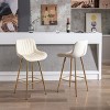 VYNXARIA 26 Inch Set of 2 Bar Stools,with Steel Frame Footrest Velvet Fabric Golden Leg Simple Bar Stool,White - 2 of 4