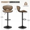 Brown two piece bar stool set, faux leather bar stool with backrest, stylish swivel bar stool with footrest - 3 of 4