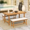 Tangkula 2PCS Outdoor Acacia Wood Bench with Cushion Breathable Rope Seat Patio Dining Bench for Entryway Garden Poolside Balcony - 4 of 4