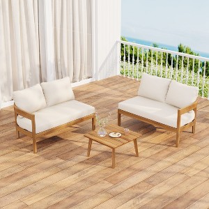 Christopher Knight Home Corwin 4-Seater Rustic Outdoor Acacia Sectional Sofa with Cushions - 1 of 4