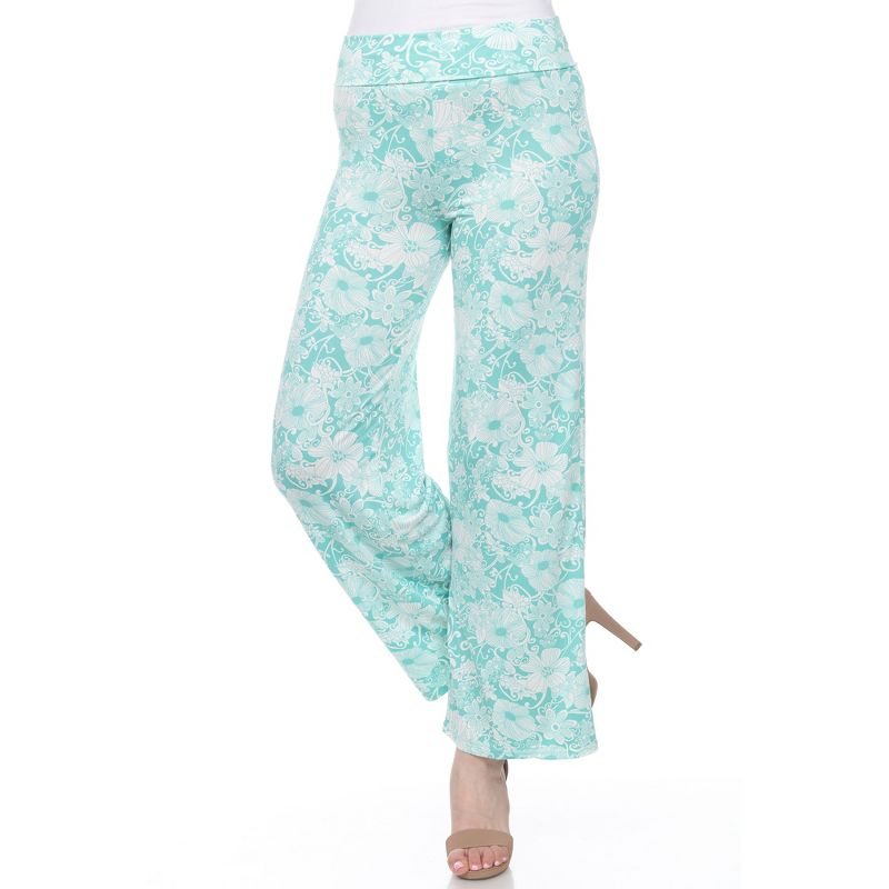 Women's Floral Paisley Wide Leg Palazzo Pants - White Mark, 2 of 7