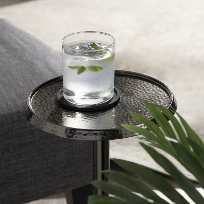 Sanzo Pewter Handcrafted Metal Pedestal Side Table