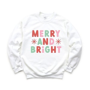 Simply Sage Market Women's Graphic Sweatshirt Retro Merry and Bright Stars - 1 of 4