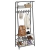 Hall Trees Entryway Bench with Storage, Multifunctional Hallway Organizer, Wood Look Accent Furniture with Metal Frame (5 hooks-25.2 in) - 4 of 4