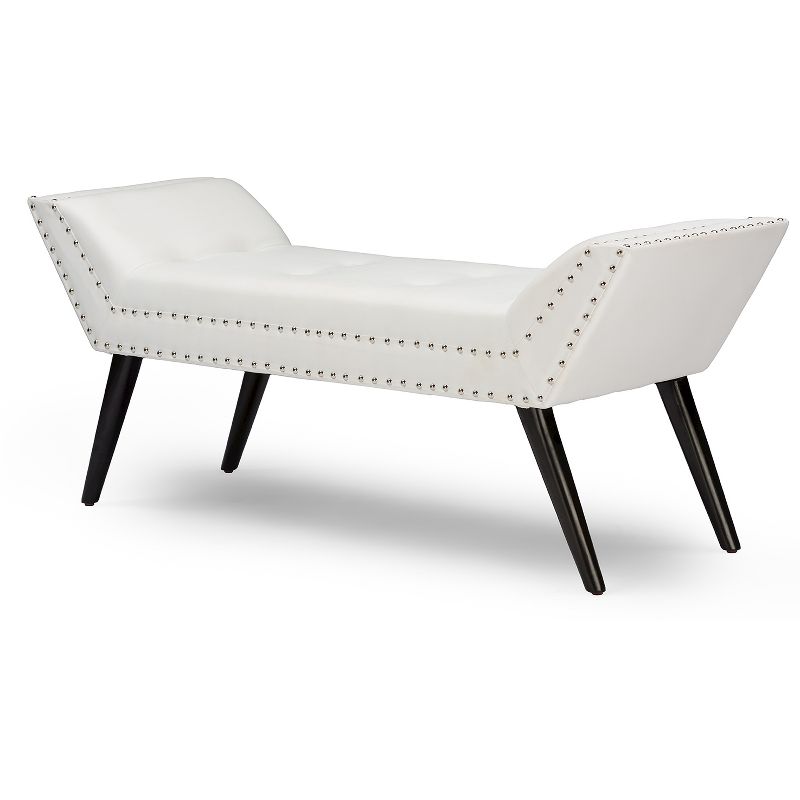 Tamblin Modern And Contemporary Faux Leather Upholstered Large Ottoman Seating Bench - White - Baxton Studio, 1 of 7
