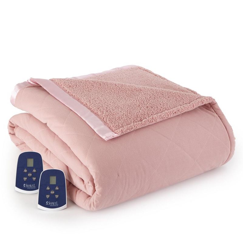 Shavel Micro Flannel High Quality Heating Technology Luxuriously Soft & Warm Solid Patterned High Pile Fleece Electric Blanket, 1 of 4
