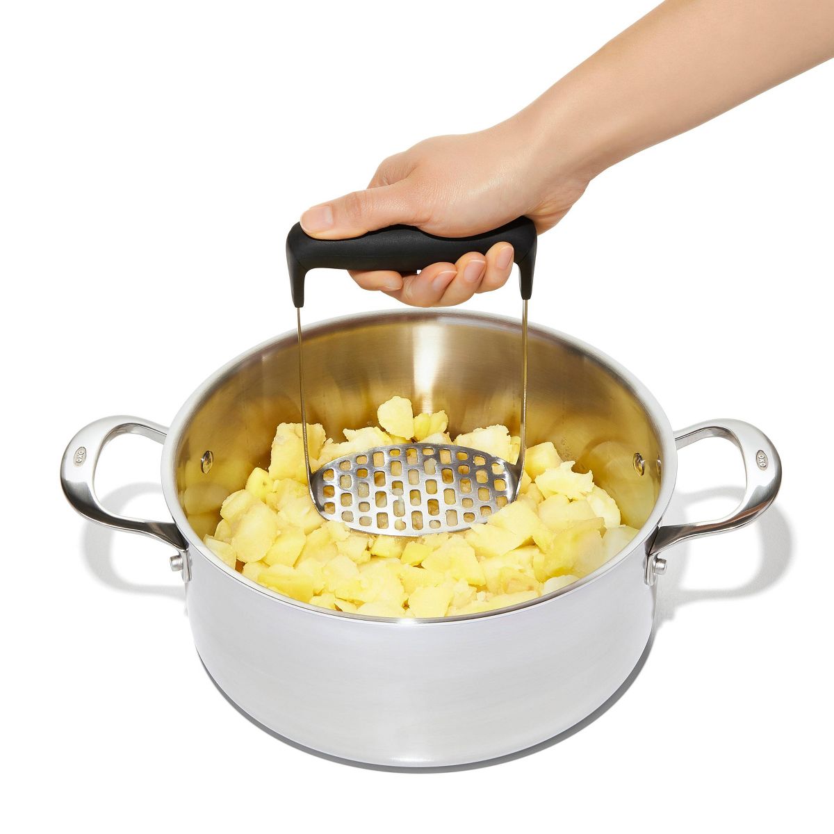 OXO Smooth Potato Masher: Stainless Steel & Plastic, Dishwasher-Safe, Black, Good Grips, Best Masher, 7.2" Length - thumbnail 8
