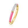 Ross-Simons Pink Enamel Ring With Diamond Accents in 18kt Gold Over Sterling - 3 of 4