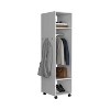 Gulches Modern 63" Tall Wardrobe with Mirror, 3 Shelves, Casters, Hanging Rod, White - 3 of 4