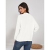 Women's Pullover Sweater Knit with Vintage Pearl Button Tops and Polo Neck, Ribbed Cuff Long Sleeve for Casual Business Outfits,White - L - 2 of 4