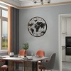 36"H Roman Numeral Black Clock,Silent World Map Clock With Gold Pointers,Metal Wall Clock Contemporary,Decorative Clock,Indoor Furniture -The Pop Home - 2 of 4