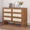 6 Drawers Dresser for Bedroom, Mid Century Modern Dresser Wooden Burlap Dressers, Storage Cabinet, Boho Wide Dresser & Chest of Drawers - 2 of 4