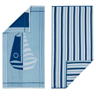 Great Bay Home 2 Pack Plush Jacquard Beach Towels