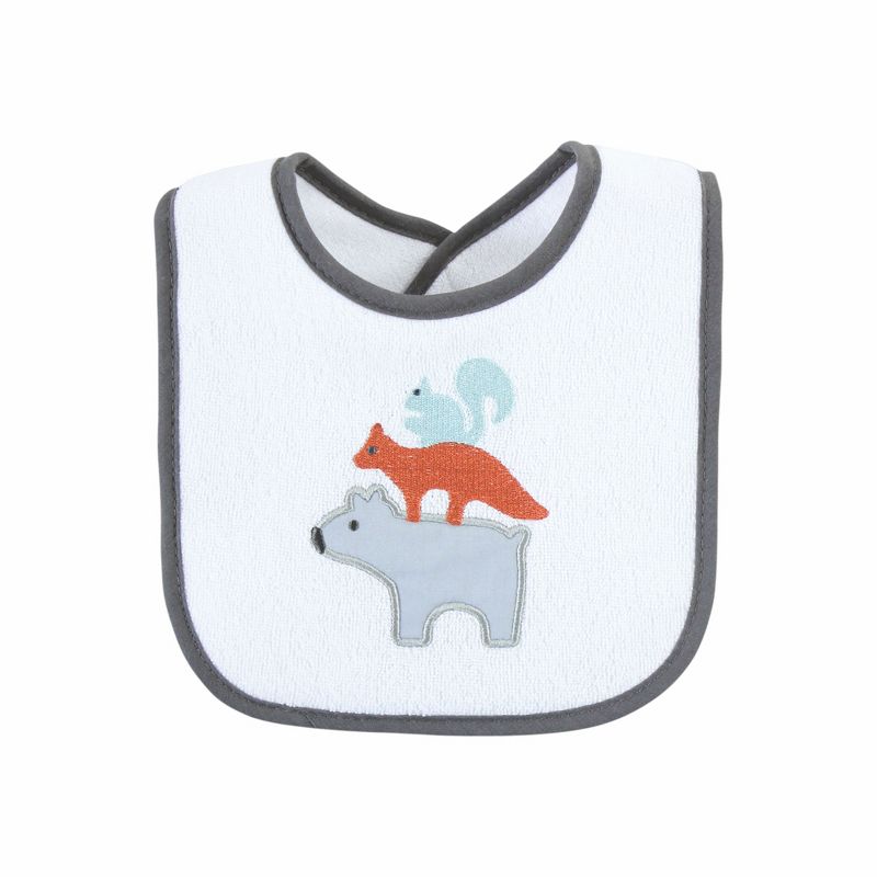 Hudson Baby Infant Boy Cotton Terry Drooler Bibs with Fiber Filling, Boy Gray Woodland, One Size, 6 of 11