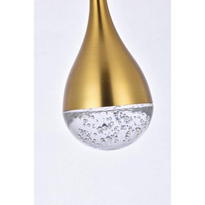 Satin Gold 5-Light LED Pendant with Crystal Accents