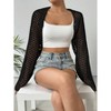 Womens Long Sleeve Crochet Knit Bolero Open Front Cropped Lightweight Cardigan Cover Up Tops - 4 of 4