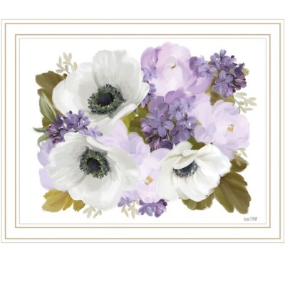 HomeRoots Lilacs and Anemone White Framed Print Wall Art