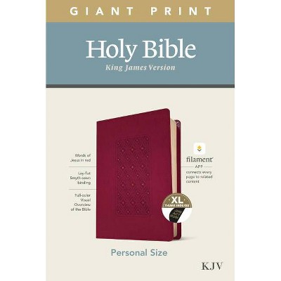 KJV Personal Size Giant Print Bible, Filament Enabled Edition (Leatherlike, Diamond Frame Cranberry, Indexed) - Large Print (Leather Bound)