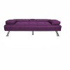 Aukfa 66.3" Adjustable Back Futon Sleeper Sofa Bed with Cup Holders, Chrome Legs & Linen Upholstery - 4 of 4