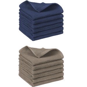 Unique Bargains Double-Sided Waffle Weave Cotton Absorbent Kitchen Towels 14" x 14" - 1 of 4