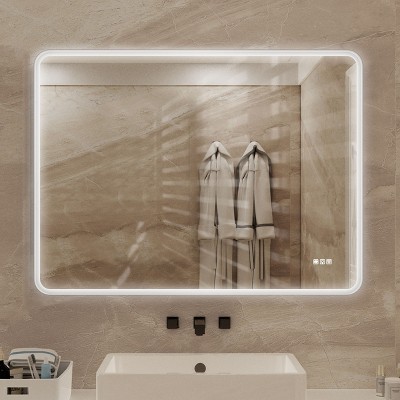 PAGED Vanity Mirror with Lights, LED Bathroom Mirror with Iron Frame, Wall Mirror with Anti-fog Feature for Bathroom