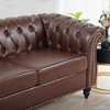 CAVINAS Chesterfield Sofa with Rolled Arm, Modern PU Leather 3 Seater Sofa Couch, Upholstered Vintage Couch for Living Room - 2 of 4