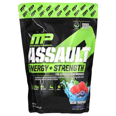 MusclePharm Assault Energy + Strength, Pre-Workout, Blue Raspberry, 12.1 oz (344 g)