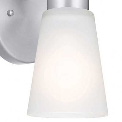 Brushed Nickel Dimmable Wall Sconce with Satin Etched Glass